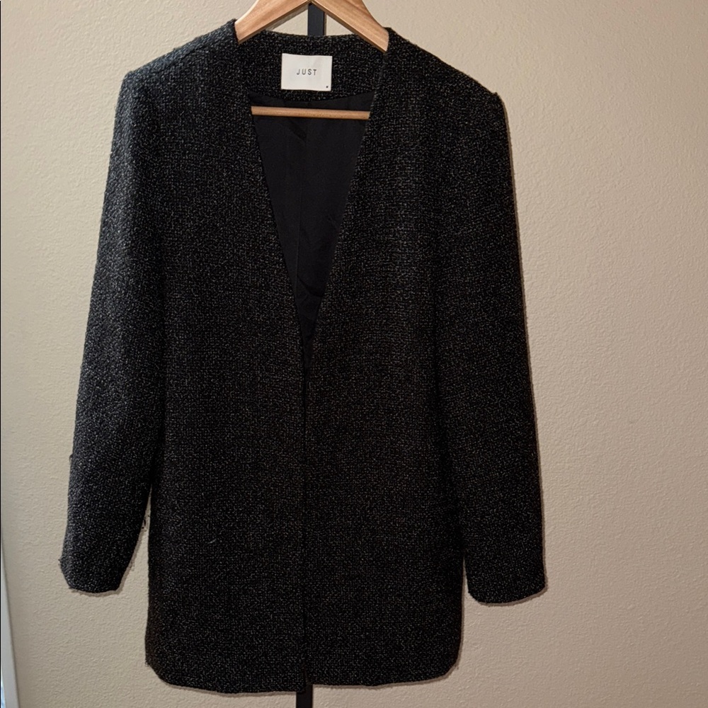 Just Female Black Tweed Francoise Blazer Coat Women’s Size M